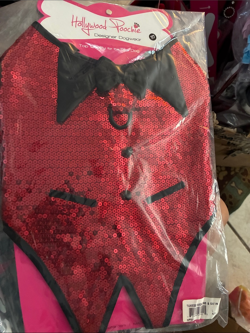 Red Sequin Tuxedo Dog Costume
